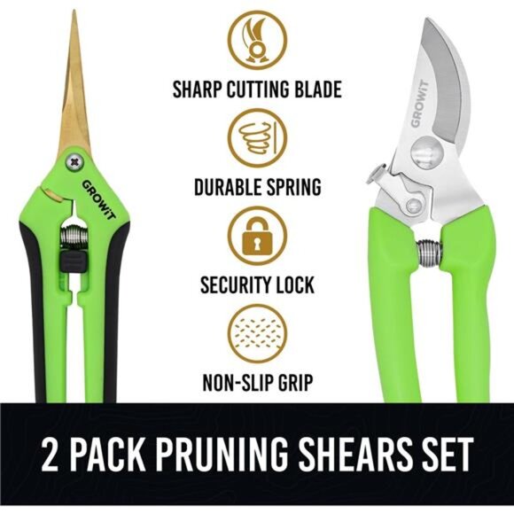 Pruning Shears & Gardening Scissors Set - 7"Titanium Coated Sharp Garden Clipper - Picture 2 of 8